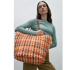 Zara Multicolored Woven Tote Bag